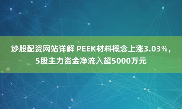 炒股配资网站详解 PEEK材料概念上涨3.03%，5股主力资金净流入超5000万元