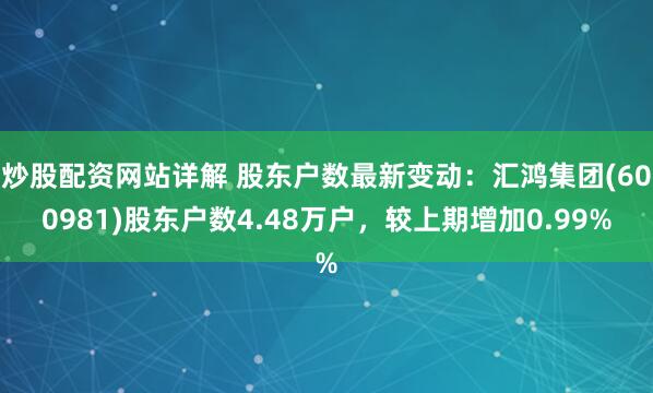 炒股配资网站详解 股东户数最新变动：汇鸿集团(600981)股东户数4.48万户，较上期增加0.99%